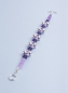 Preview: Statement Armband mit Sterling Silber Kugeln in 8 mm, pastell Lila Satinband und feinem Makramee in dunkel Lila.