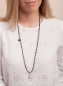 Preview: Rauchquarz Kette mit Ginkgoblatt, Zuchtperle und facettierten Kugeln.