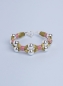 Preview: Statement Armband mit Sterling Silber Kugeln in 10 mm, hell grünem Satinband und feinem Makramee in pastell Rosa
