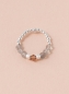 Preview: Elastischer Ring in Sterling Silber, Labradorit und Kristallelement.