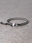Preview: Armband in 3 mm Silberkugeln und schwarzem Lederband, mit Edelstahlknopf