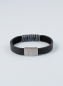 Preview: Herrenarmband aus schwarzem Naturleder, mit Magnetverschluss