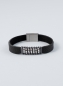 Preview: Herrenarmband aus schwarzem Naturleder und Sterling Silber, mit Magnetverschluss