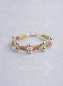 Preview: Super leichtes Statement Armband mit Sterling Silber Kugeln in 8 mm, hell grünem Satinband und feinem Makramee in pastell Rosa