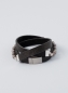 Preview: Dreifach Wickelarmband für Herren aus schwarzem Naturleder, Jaspis und Sterling Silber, mit Magnetverschluss