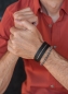 Preview: Dreifach Wickelarmband für Herren aus schwarzem Naturleder, Jaspis und Sterling Silber, mit Magnetverschluss