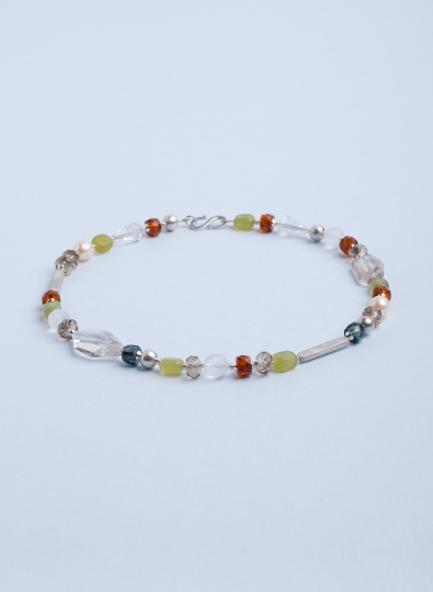 Preview: Collier aus Edelsteinen, Muranoglas und Silber, Unikat