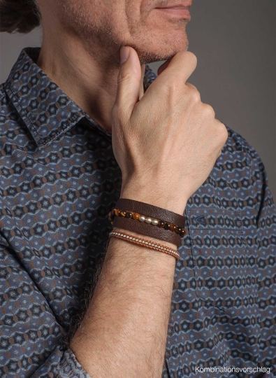 Herrenarmbänder mit Leder, Naturstein und Sterling Silber