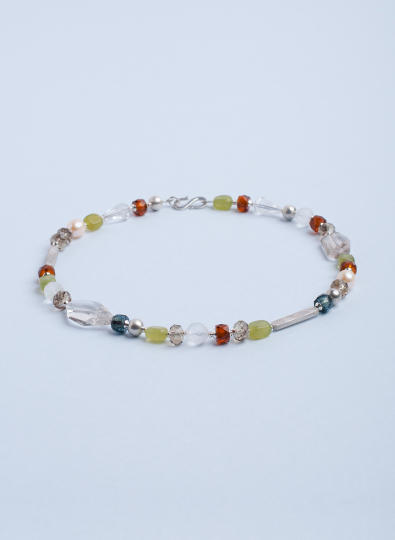 Preview: Collier aus Edelsteinen, Muranoglas und Silber, Unikat