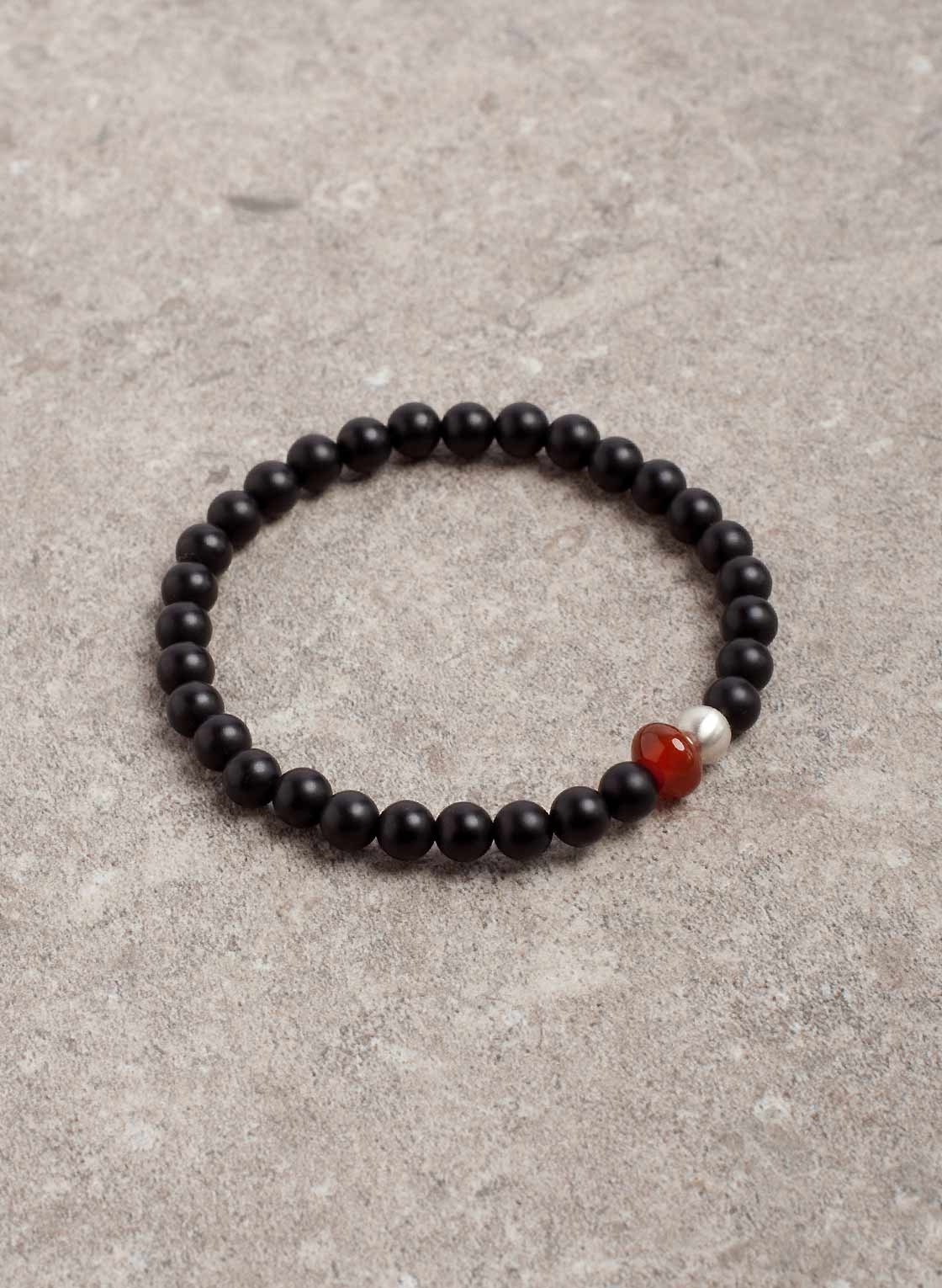 Elastisches Unisex Armband in Schwarz mit Zierelementen