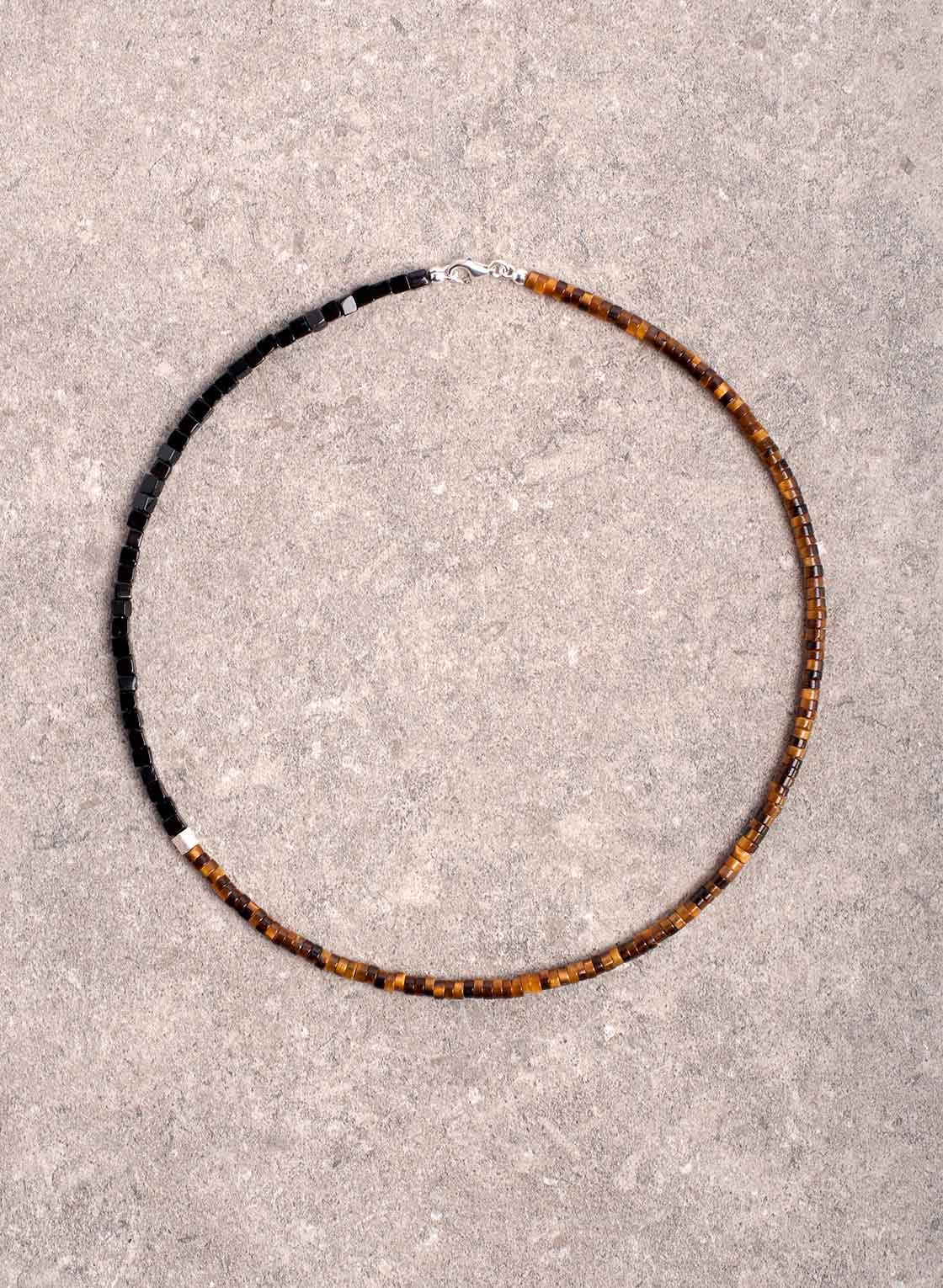Herrenkette mit Tigerauge und Onyx